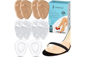 LEOLAMVAED Cuscinetti Metatarsali Donna, Cuscinetti per Piedi Riutilizzabili Sollievo dal Dolore e Comfort per Tutto il Giorno, Cuscinetti Piedi per Tacchi Lavabili, Taglia Unica (10 Pezzi in un Set)