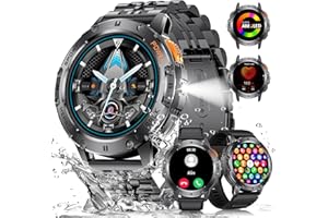 ESFOE 2025 Reloj Inteligente Hombre,3 Cinturini,1.43'' AMOLED Smartwatch Hombre con LED Linterna,530mAh 5ATM Impermeable Smartwatch Militar con Wasap Llamadas para Android iOS