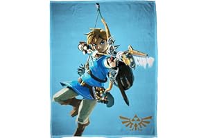 BERONAGE The Legend of Zelda koc Arrow niebieski 160 x 200 cm, super miękki koc flanelowy, koc na sofę, koc polarowy koralowy Hyrule Triforce, po lewej stronie, budzenie, oddychanie dzikiej przepustki, do