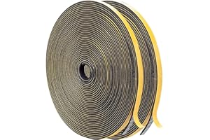 GUKOY Uszczelka do drzwi, taśma samoprzylepna, 6 mm (szer.) x 1,5 mm (śr.) / 20 m (dł.), izolacja akustyczna (czarna), gumowa uszczelka