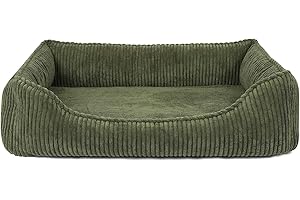 PAW WOW Anton Hundebett | Orthopädisches Hundebett | Hundekörbchen für kleine und mittelgroße Hunde (Olive, 80x60cm)