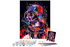 TAHEAT New Paint by Numbers Kits DIY Canvas Oil Painting for Kids, Students, Adults Beginner with Brushes and Acrylic Pigment - New Star Wars Darth Vader 16 * 20 Inches Without Frame