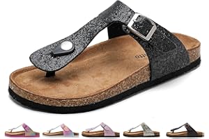 Torotto Zehentrenner Kinder Flip Flops Mit Kork Pantoletten Mädchen Jungen Hausschuhe Riemen Verstellbare Schnalle Rutschfeste Schlappen für Drinnen und Draußen