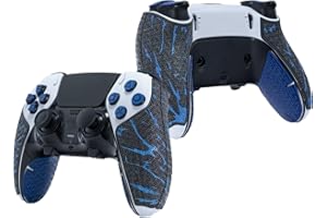 Controller-Griffe, kompatibel mit PlayStation Portal, Skin-Kit, Anti-Rutsch, Multi-Textur, Schweißabsorption, vorgefertigte Griffstreifen, von SHADOW BOOLT (Grau, Schwarz & Blau, For DualSense Edge)