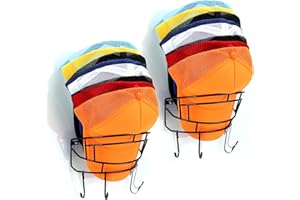 Sovyime 2 Pack Hat Rack & 8 Piece Hooks, Mounted Adhesive Hat Hanger for Baseball Caps Hat Storage for Wall, Door, Closet, Office, Bedroom, Room Organiser Hat Stand, Hat Hooks, Hat Holder (Black)