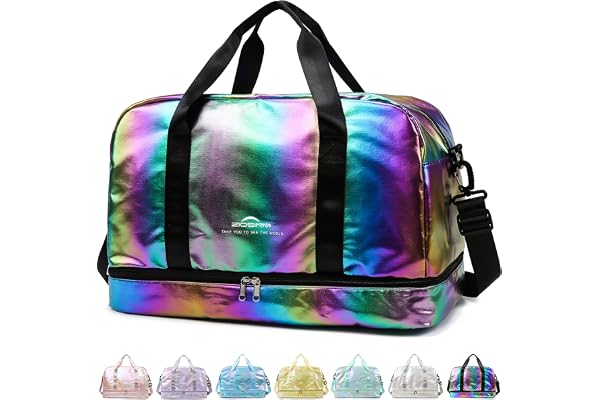 ZIOSINM Sac de Voyage Femme avec Compartiment à Chaussures, 40L Sac de Sport Femme Imperméable avec Compartiment Humide, Gym Bag Sacs Weekend (Coloré)
