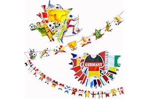 A-SZCXTOP Europameisterschaft Fußball 2024 Dekoration Flagge Banner,Doppelseitig EM Fussball Fahnen Wimpelkette Flaggenkette für Garten, Bar, Straßenparty Dekoration Farben Wimpelkette