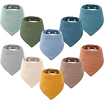 Uposao 3 stuks driehoekige slabbetjes, zacht en absorberend, katoenen bandana-slabbetjes voor meisjes met 2 verstelbare drukknopen voor jongens en meisjes, Type 12, 5 pezzi