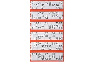 Bingosupermarket Bingo Flyers sheets of 6 in 3 booklets 450 Tickets 75 Strips 1-90 (Red)