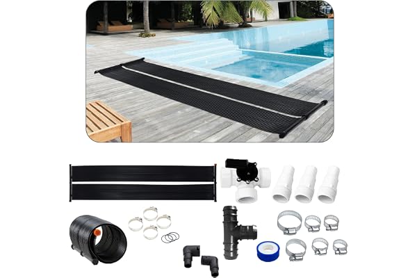 AREBOS Chauffe-Eau Solaire | Capteur Solaire | Chauffe-Piscine |Tapis Solaire | Absorbeur Solaire | 300 x 66cm | Plastique résistant aux UV | INCL. Ensemble de dérivation