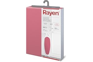 Rayen | Funda Tabla de Planchar Universal | Funda de Planchar Ajuste EasyClip | 2 capas: Espuma y tejido 100% Algodón | Gama Basic Plus | Medida: 130 x 47 cm | Rosa