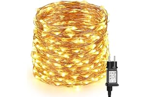 BrizLabs 200 LED Guirlande Lumineuse Électrique Extérieur, 20M Fil de Cuivre Blanc Chaud Guirlande Noël Intérieur Étanche 8 Modes Décoration Romantique pour Mariage Fête Maison Anniversaire Jardin