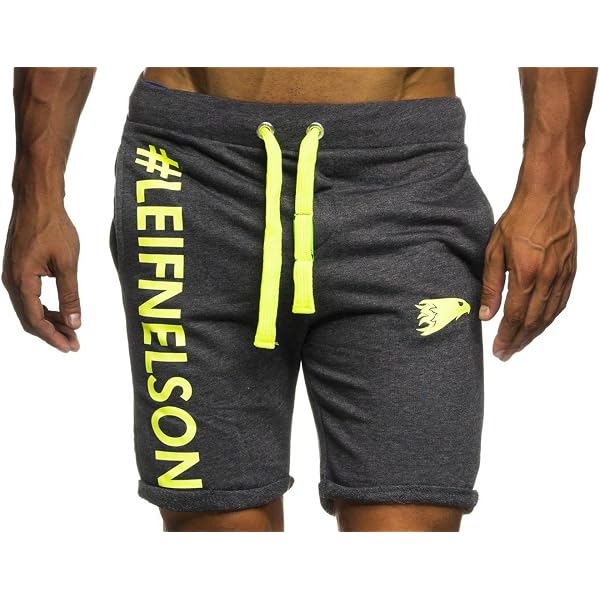 Leif Nelson Men's Slim Fit Jogging Shorts - Lightweight Cotton Training & Fitness Shorts