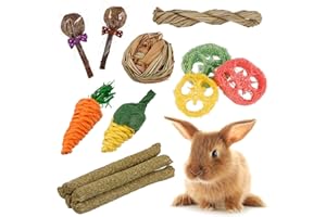 tao pipe 14 Piezas Juguetes para Masticar Conejos, Animales Pequeños Juguetes para Masticar Juguetes para Morder Hámster Juguetes Molares Naturales para Jerbos Cobayas Conejos Hámster