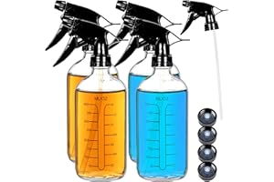 Youngever 4 Paquetes 500ML Botellas de Spray, Botella de Vidrio para Spray, Pulverizador Vidrio (Pulverizador Negro)