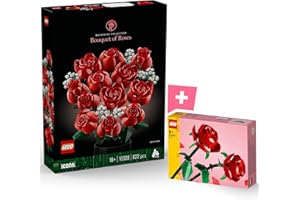 BRICK FLIP Lego Rosenstrauß & Rosen, künstliche Blumen aus Klemmbausteine als Zimmer-Deko, Lego Botanical Collection für Erwachsene, Icons, Art, Creator - Lego Blumenstrauß Bundle (10328 & 40460)