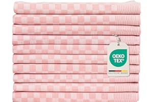 Müskaan 10er Set Geschirrtücher 50x70cm, 100% Baumwolle, Rosé – 210 g/m², Küchenhandtücher, Grubentücher zum Putzen, Fusselfrei Geschirrhandtücher, Küchentücher saugstark, Geschirrtuch Rosa