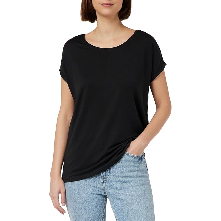 Haut Femme VERO MODA Vmrusk Lace - Col En V, Manches Courtes, En Viscose Ecovero Durable, T-Shirt Décontracté - 13