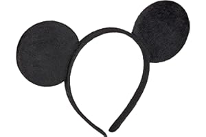 KING OF HALLOWEEN.DE KOH Serre-tête pour oreilles de souris, noir uni, complément idéal pour les fashings, le carnaval, Halloween ou les costumes de fête à thème unisexe pour enfants et adultes