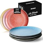 MIAMIO - set of 6 ceramic plates 21 cm Las Palmitas for kitchen | Las Palmitas 21cm Ceramic Dinner Plates for Desserts and Me