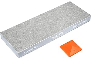 SHARPAL 168H Grande Pietra Affilacoltelli Professionale Diamantata a Doppia Grana 201 x 75 mm Grana Grossa 325 e Extra-Fine 1000 in Diamante Monocristallino con Tappetino Antiscivolo e Guida da Angolo