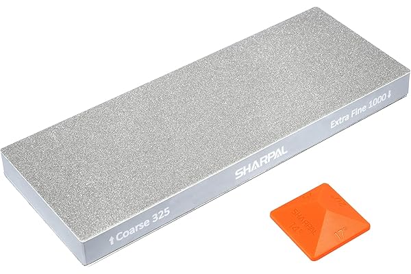 SHARPAL 168H Pierre à Aiguiser Diamant Dual-Grit 201 x 75 mm – Gros Grain 325 & Grain Extra-Fin 1000 Monocristallin, Pierre à Affûter Professionnelle avec Guide d'Angle et Semelle Antidérapante