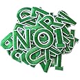 GYGYL 72 Pieces Iron on Letters and Numbers Patches, Green Letter Patches Alphabet Embroidered Patch A-Z, Numbers 0-9 Applique for Clothes, Dress, Hat, Socks, Jeans, DIY Accessories