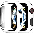 Diruite 2-Pack Screen Protector for Apple Watch 9/8/7 45mm Tempered Glass Case,All Around Hard Matte PC Protective Cover,White,45mm