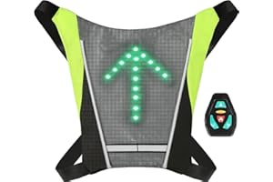 BILIPLE Gilet de Cyclisme à LED,Gilet de Cyclisme réfléchissant Clignotant LED avec Indicateur de Direction Rechargeable USB Gilet Velo Clignotant pour l'avertissement de Nuit à Vélo