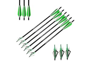 AMEYXGS 12pcs Crossbow Bolts Mixed Carbon Crossbow Arrows 16" 17" 18" 20" 22" for Crossbow Hunting and Archery Practice