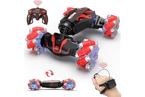 BEZGAR Remote Control Cars - Gesture RC Car with Lighting Sound & Smoke Effects, 2.4Ghz Hand Controlled Stunt Car for Kids, Rechargeable Toy Cars Birthday Gifts for Boys & Girls, Red