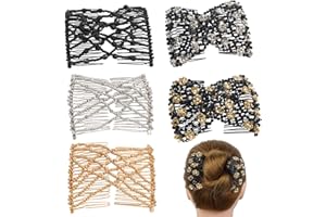 besbomig 5 Pièces Peignes à Cheveux Perles Extensible Pinces à Cheveux Barrettes Cheveux élastiques Peigne Élégant épingles à Cheveux Accessoire Cheveux pour Femmes Filles