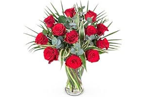 PRESTIGEFLOWERS 12 Red Roses -Flowers - Fresh Bouquet - Birthday Flowers - Flowers Next Day - Thank You Flowers - Anniversary Flowers - Get Well Flowers - Luxury Flowers - Fresh Cut Flowers