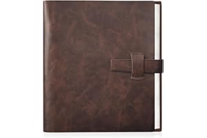 Miaikoe Photo Album 6x4 200 Photos, Leather Cover Album with 30PCS Kraft Writing Paper Scrapbook Holds 200 10x15cm Horizontal Photos for Family Wedding Baby Graduation (Brown)