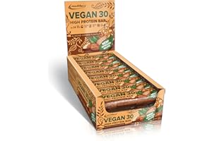 IronMaxx Vegan 30 - Barre Protéinée Vegan Biscuit aux Amandes, 24 x 35 g | Faible en Sucre (0,6 g) | Riche en Protéines | En-Cas Protéiné & Barres Petit-Déjeuner Idéales à Emporter