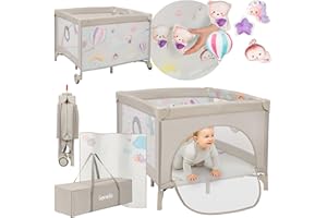 lionelo Box per bambini e Lettino da Viaggio MILLE 2 in 1, 100 x 100 cm, Fino a 15 kg / 0 a 36 mesi, con Materasso 3D, Ingresso laterale con chiusura lampo, Ruote con freno, Facile da piegare