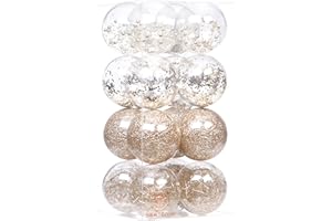 Sea Team 100mm/3.94" Palla Sfera Trasparente infrangibile in plastica per Albero di Natale, riempita con Decorazioni Natalizi Raffinati Set 16 Pezzi