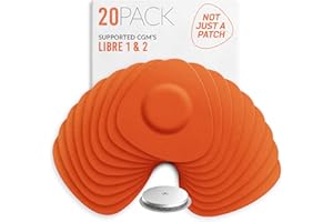 Not Just A Patch CGM Sensor Patches for Freestyle Libre and Medtronic Sensors (20 Pack) - Water Resistant & Durable for 10-14 Days - Pre-Cut Freestyle Libre 2 Sensor Covers in Orange
