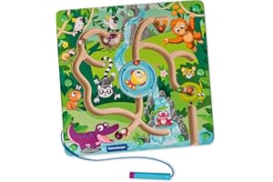 Ravensburger Play+ - Labyrinthe Magnétique Bois Jungle - Jeux Magnétique Enfant Dès 18 Mois - Puzzle Bois Magnétique Motricité - 34018