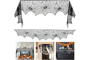 Wzone 45 x 245 cm Halloween ragnatela decorativa scheletro nero pizzo ragnatela decorazione per porta Carnevale Halloween Party Grusel Decorazione