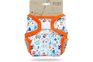 Petit Lulu - Copripannolino in tessuto lavabile, misura XL (12-17 kg), chiusura a strappo, pannolini riutilizzabili, prodotto in Europa