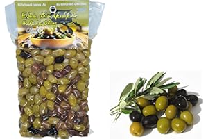 OLIVEK Greek Assorted Olives 1kg Vacuum-Sealed | Mixed Kalamata and Green Chalkidiki Olives | Key in The Mediterranean Diet | Loaded with Important Nutrients and Antioxidants| No Preservatives