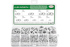 LUKAISEN 1050Pezzi Rondelle Piatte, Kit di Rondelle in Acciaio Inox 304 Adatto per la domestica, riparazioni in fabbrica, cucine, negozi, 9 Misure Assortimento Della Rondella M2 M2.5 M3 M4 M5 M6 M8 M10 M12
