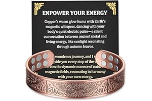 MagEnergy Copper Bracelet for Men, 18X Strength Magnetic Bracelet with 3800 Gauss Magnets, 99.99% Pure Solid Copper, Men's Jewelry Gift