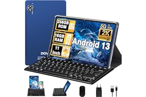 ZIOVO Tablet 11 Pollici Android 13 Tablet PC,16GB RAM+256GB ROM/TF 1TB, Octa Cores 2.0Ghz Tablet, 5G WiFi/8600mAh/ 2000 * 1200 FHD IPS/13+5MP/Google GMS/BT5.0/GPS, Tablet con Tastiera&Mouse - Blu