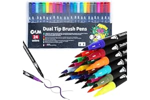 OSUM Dual Colouring Pens Markers | Felt fine Tip Pens and Fineliners Pens | Coloured Pens - Anxiety Art Pens Supplies for Adults Kids and Childrens (Pack 24) (Baroque)