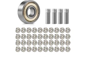 QHSXMQ Zestaw 40 łożysk kulkowych 608 ZZ, 8 mm x 22 mm x 7 mm, metalowe, Double Shielded, miniaturowe łożyska kulkowe zwykłe, do deskorolek, rolek i łyżworolek