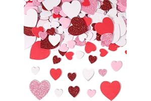 BHGT 240 pcs Herzen Schaumstoff Sticker Selbstklebende Herzen Aufkleber mit Glitzer Moosgummi Herzen Rot Rosa Weiß DIY Scrapbooking Dekoration für Valentinstag Geburtstag Hochzeit Muttertag