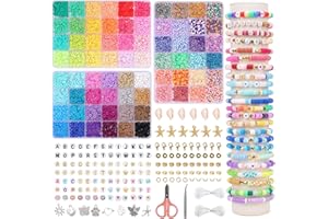 Qikuver Kit per la creazione di braccialetti e collane, 10000 Pezzi 72 Colori Perline per Gioielli fai da te Braccialetto Colorato, perline di argilla, gioielli dell'amicizia, giocattoli per ragazze