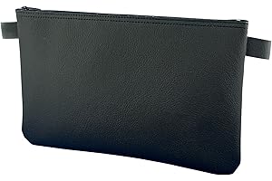 Litfax Banktasche aus Kunstleder genarbt - Geldtasche A5 Format - Geldbeutel mit Reißverschluss - Sicher für Bargeld und Dokumente - Schwarz - ohne Prägung (26 x 17 cm, 1 Stück)